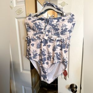 Curve and Plus Floral Knotted Tummy Control One Piece Swimsuit - Size 2XL